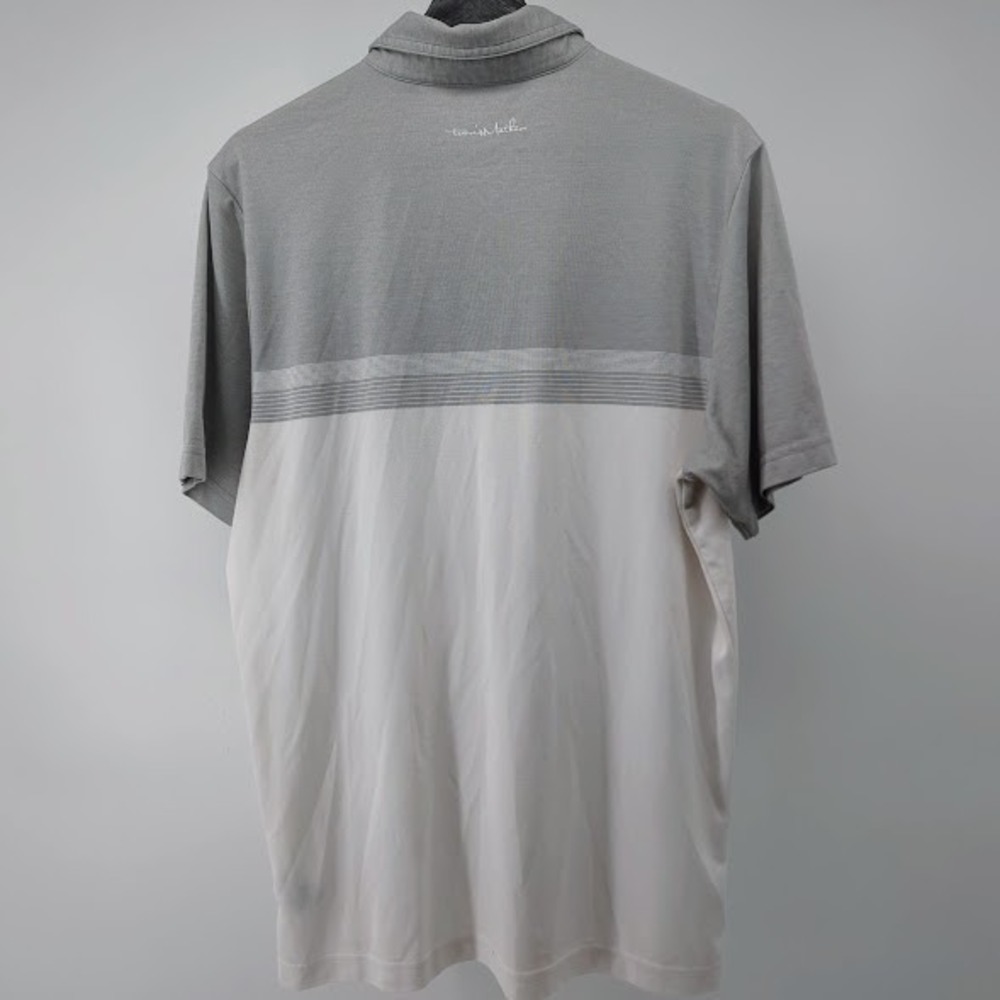 TravisMathew Polo Shirt Men Medium Gray White Colorblock Pocket Golf Casual Golf - Picture 8 of 9